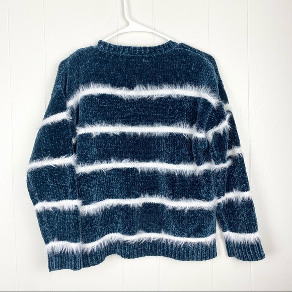 Workshop | Blue and White Striped Chenille Sweater - Picture 4 of 5